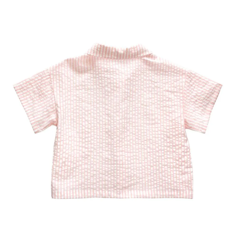 Boxy Relaxed Shirt, Blush with stripes